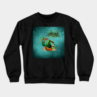 Tropical design with cute toucan with a drink and palm trees Crewneck Sweatshirt